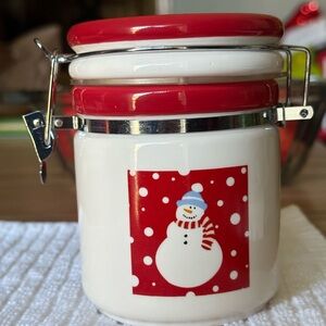 Festive Snowman Holiday Jar - Red and White